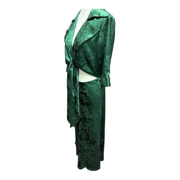 Ronny Kobo Carol Collared Faux Wrap Maxi Dress In Green Size Large - Picture 7 of 14